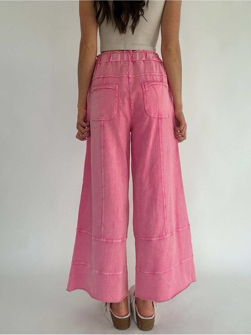 EASEL MINERAL WASHED WIDE LEG PANTS - Picture 2 of 7